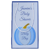 キュートブルー男の赤ちゃんカボチャカスタムンベビーシャワー スモールペーパーバッグ (正面)