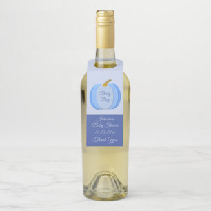 キュートブルー男の赤ちゃんカボチャカスタムンベビーシャワー ボトルネックタグ