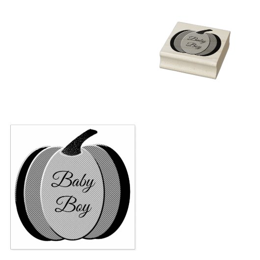 キュートブルー男の赤ちゃんカボチャカスタムンベビーシャワー ラバースタンプ (押印)