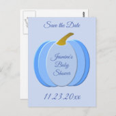 キュートブルー男の赤ちゃんカボチャ赤ちゃんシャワーカスタム ポストカード (正面/裏面)