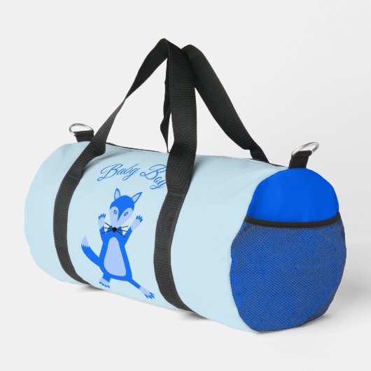 キュートブルー男の赤ちゃんキツネカスタムおむつバッグ ダッフルバッグ (右コーナー)