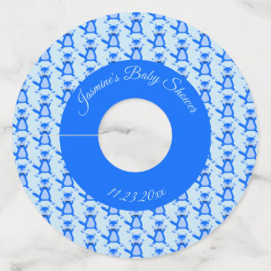 キュートブルー男の赤ちゃんキツネカスタムベビーシャワー ワイングラスタグ