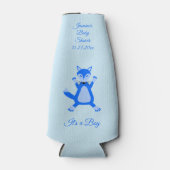 キュートブルー男の赤ちゃんキツネベビーシャワーカスタム ボトルクーラー (正面)