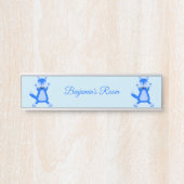 キュートブルー男の赤ちゃんキツネ名前をカスタムする サインプレート (正面)