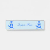 キュートブルー男の赤ちゃんキツネ名前をカスタムする サインプレート (正面)