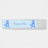 キュートブルー男の赤ちゃんキツネ名前をカスタムする サインプレート (正面)