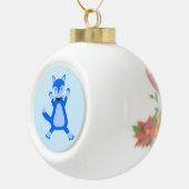 キュートブルー男の赤ちゃんキツネ セラミックボールオーナメント (右)