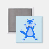 キュートブルー男の赤ちゃんキツネ マグネット (正面/裏面)