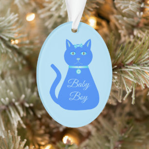 キュートブルー男の赤ちゃんキャットカスタム初めてのクリスマス オーナメント