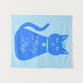 キュートブルー男の赤ちゃんキャットカスタム タペストリー (正面(横))