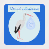 キュートブルー男の赤ちゃんストークカスタムウェア ラベル (デザイン2)