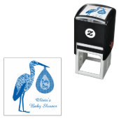 キュートブルー男の赤ちゃんストークカスタムベビーシャワー セルフインキングスタンプ (インサイチュ)