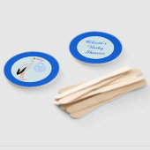 キュートブルー男の赤ちゃんストークカスタムベビーシャワー ハンドファン (組立なし)