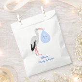 キュートブルー男の赤ちゃんストークカスタムベビーシャワー フェイバーバッグ (クリップ留めされた状態)