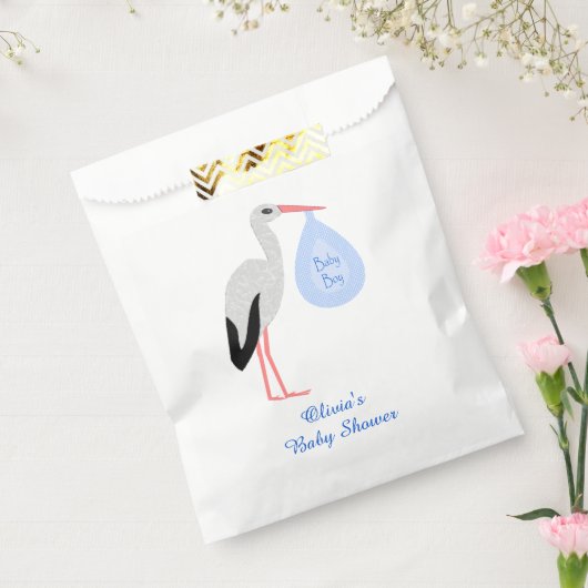 キュートブルー男の赤ちゃんストークカスタムベビーシャワー フェイバーバッグ (封をした状態)