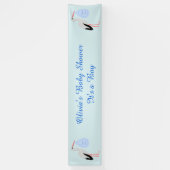 キュートブルー男の赤ちゃんストークカスタムベビーシャワー 横断幕 (縦)