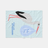 キュートブルー男の赤ちゃんストークカスタム フリースブランケット (正面(横))