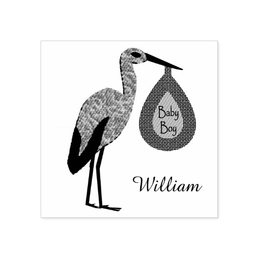 キュートブルー男の赤ちゃんストークカスタム ラバースタンプ (インプリント)