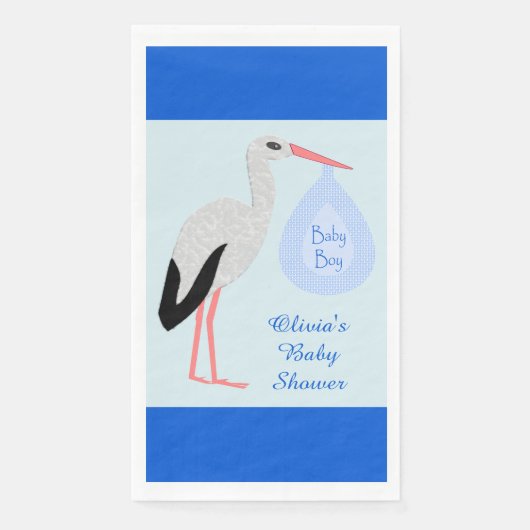 キュートブルー男の赤ちゃんストークベイビーシャワーカスタム (正面)