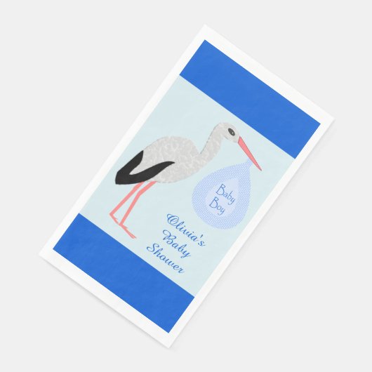 キュートブルー男の赤ちゃんストークベイビーシャワーカスタム (コーナー)