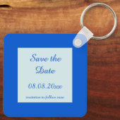 キュートブルー男の赤ちゃんストークベイビーシャワーキーチェーン キーホルダー (裏面)