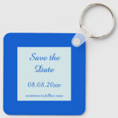 キュートブルー男の赤ちゃんストークベイビーシャワーキーチェーン キーホルダー (裏面)