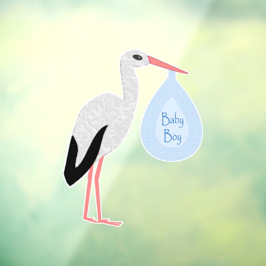 キュートブルー男の赤ちゃんストークベビーシャワー ウィンドウサイン (シート3)