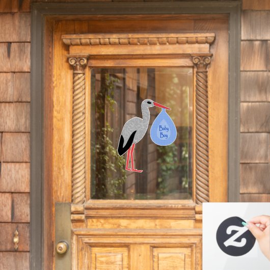 キュートブルー男の赤ちゃんストークベビーシャワー ウィンドウサイン (ホームデコレーション)