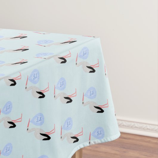 キュートブルー男の赤ちゃんストークベビーシャワー テーブルクロス (インサイチュ)