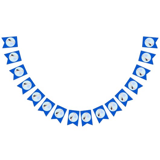 キュートブルー男の赤ちゃんストークベビーシャワー バンティングフラッグ (全)