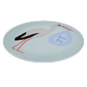 キュートブルー男の赤ちゃんストーク カッティングボード (角)