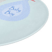 キュートブルー男の赤ちゃんストーク カッティングボード (角)