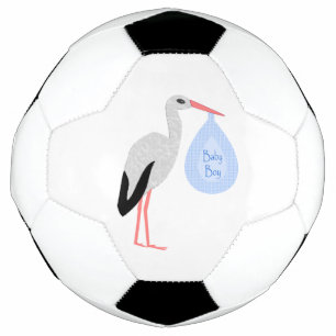 キュートブルー男の赤ちゃんストーク サッカーボール