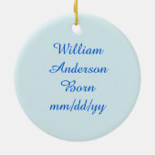 キュートブルー男の赤ちゃんストーク セラミックオーナメント (裏面)