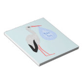 キュートブルー男の赤ちゃんストーク ノートパッド (アングル)