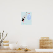 キュートブルー男の赤ちゃんストーク ポスター (キッチン)