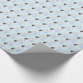 キュートブルー男の赤ちゃんストーク ラッピングペーパー (角)