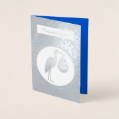 キュートブルー男の赤ちゃんストーク 箔カード (正面)