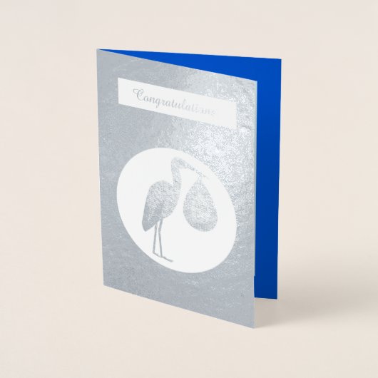 キュートブルー男の赤ちゃんストーク 箔カード (正面)