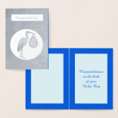 キュートブルー男の赤ちゃんストーク 箔カード (ディスプレー)