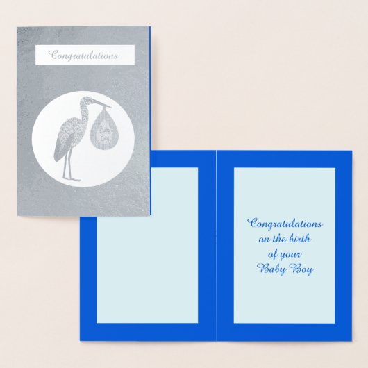 キュートブルー男の赤ちゃんストーク 箔カード (ディスプレー)