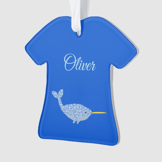 キュートブルー男の赤ちゃんナルファルカスタム初めてのクリスマス オーナメント (正面)