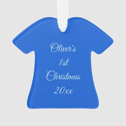 キュートブルー男の赤ちゃんナルファルカスタム初めてのクリスマス オーナメント (裏面)