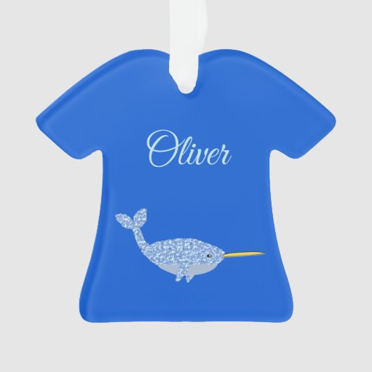 キュートブルー男の赤ちゃんナルファルカスタム初めてのクリスマス オーナメント (正面)