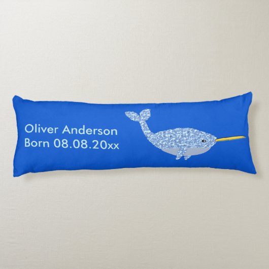 キュートブルー男の赤ちゃんナルファルカスタム誕生 ボディピロー (裏面)