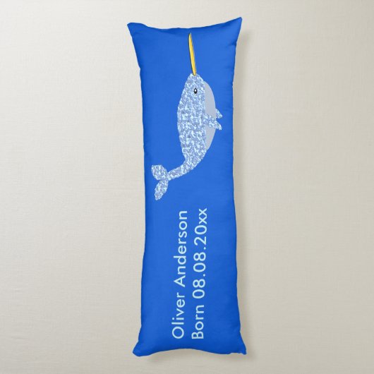 キュートブルー男の赤ちゃんナルファルカスタム誕生 ボディピロー (裏面 (縦))