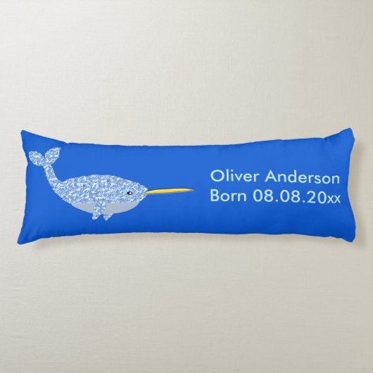 キュートブルー男の赤ちゃんナルファルカスタム誕生 ボディピロー (正面)