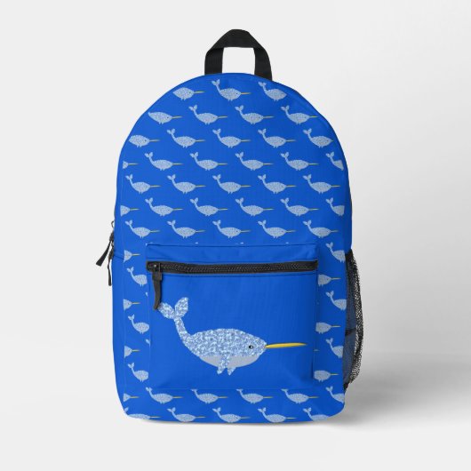 キュートブルー男の赤ちゃんナルファル プリントバックパック (正面)