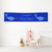 キュートブルー男の赤ちゃんナルホールベビーシャワーカスタム 横断幕 (インサイチュ)