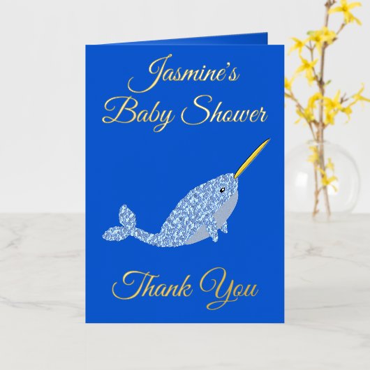 キュートブルー男の赤ちゃんナルホールベビーシャワーカスタム 箔グリーティングカード (黄色い花)